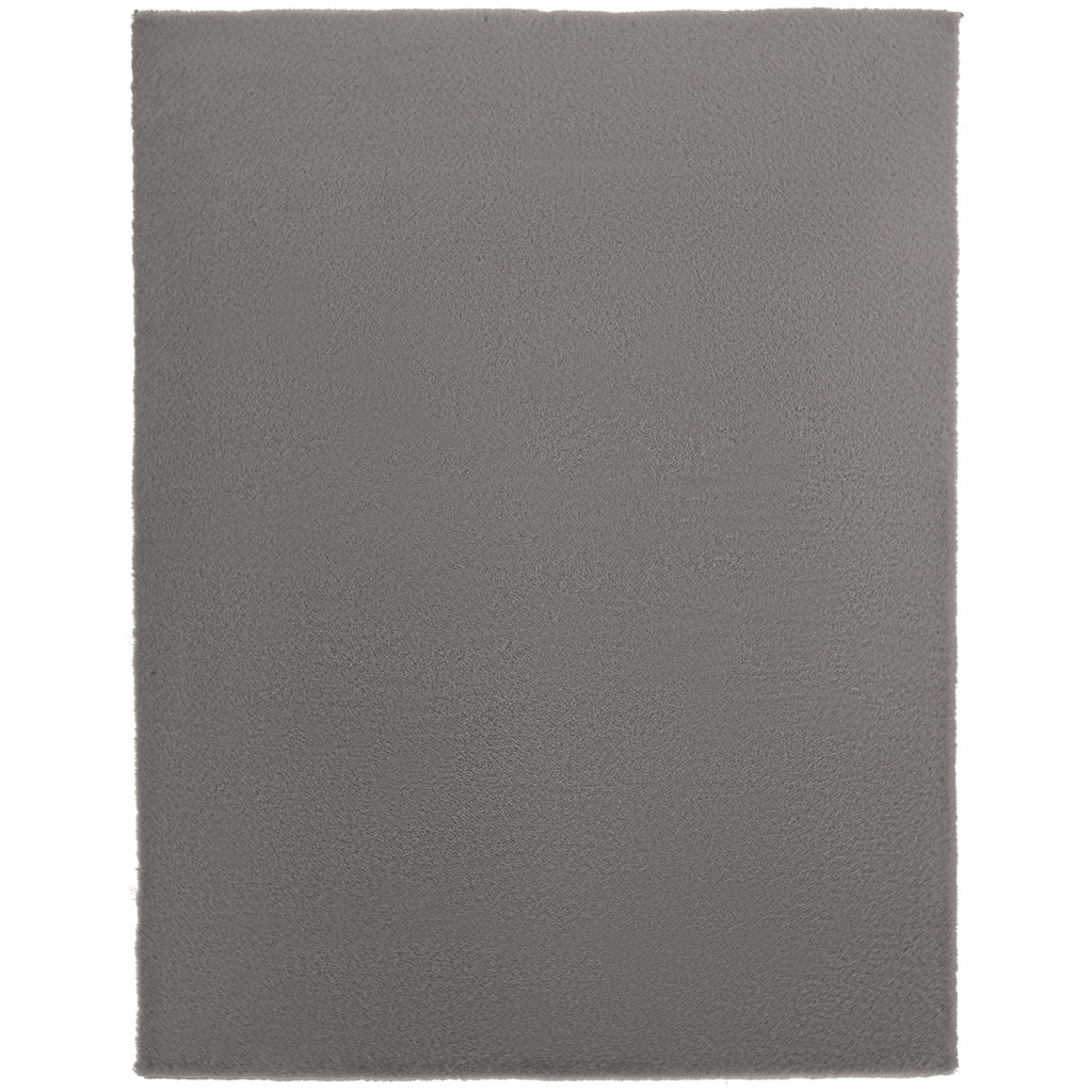 Tapis salon 200 x 140 cm tapis à poils longs, lavable en machine, antidérapant, en fausse fourrure, gris clair