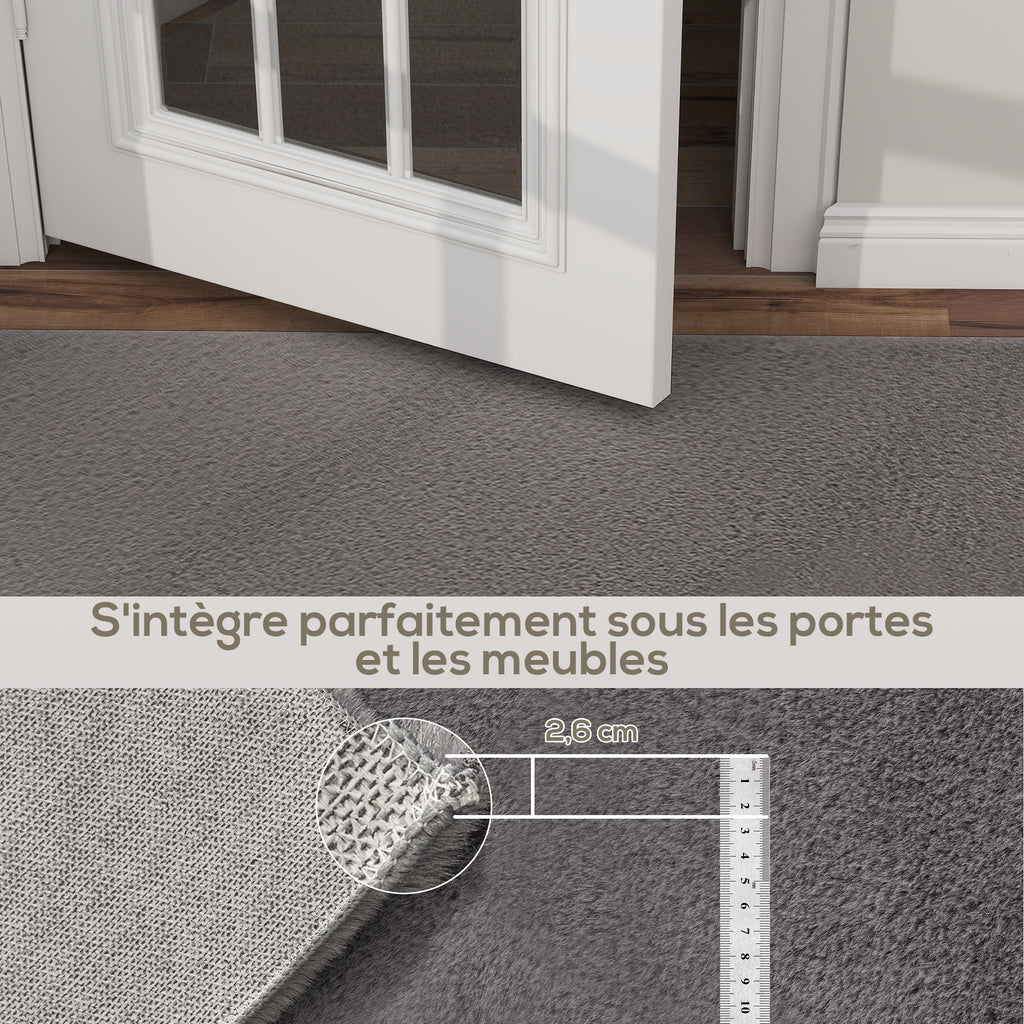 Tapis salon 200 x 140 cm tapis à poils longs, lavable en machine, antidérapant, en fausse fourrure, gris clair