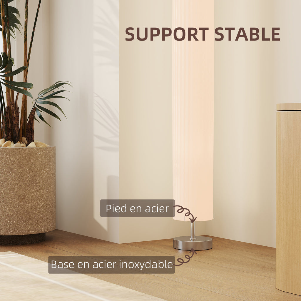 Lampe lampadaire colonne sur pied moderne lumière tamisée 40 W 14L x 14l x 120H cm inox blanc