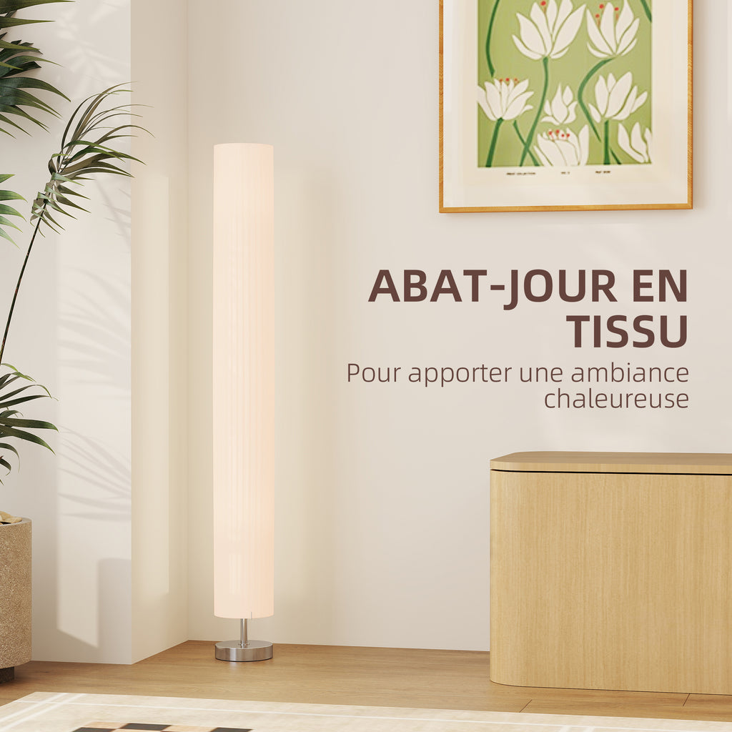 Lampe lampadaire colonne sur pied moderne lumière tamisée 40 W 14L x 14l x 120H cm inox blanc