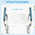 Tabouret de douche pour personnes âgées et handicapées avec accoudoirs, hauteur réglable, patins antidérapants, blanc
