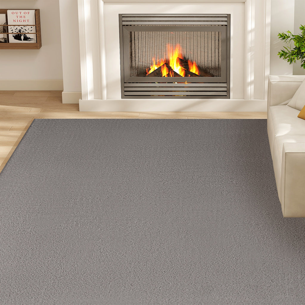 Tapis salon 200 x 140 cm tapis à poils longs, lavable en machine, antidérapant, en fausse fourrure, gris clair