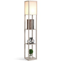 Lampadaire étagère 26L x 26l x 160H cm 3 étagères 4 Niveaux MDF chêne
