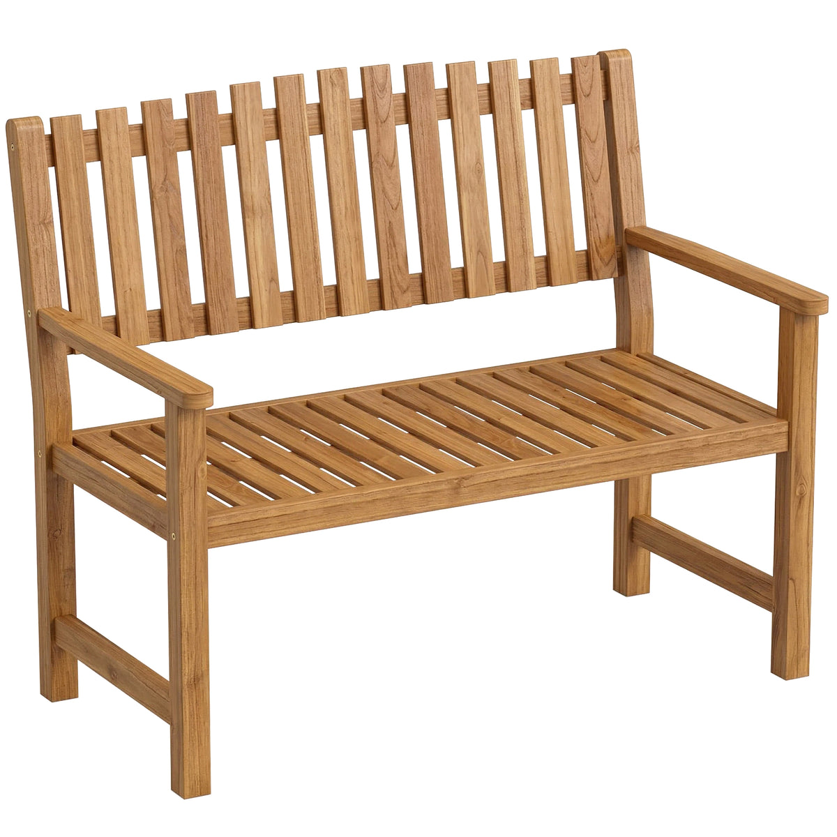 Banc de Jardin Banquette de Terrasse 2 Places Charge Max. 320kg Accoudoirs 112 x 64 x 92 cm Bois d'Acacia Naturel