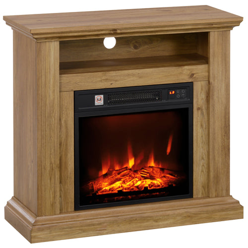 Cheminée électrique effet flammes 3D luminosité réglable 1800 W avec télécommande 81,5 x 30 x 76,2 cm brun effet bois