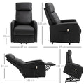 Fauteuil releveur électrique inclinable avec repose-pied ajustable et télécommande revêtement synthétique noir