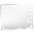 Miroir maquillage Hollywood 18 ampoules LED, 3 couleurs d'éclairage, lumière RGB, haut-parleur Bluetooth, blanc