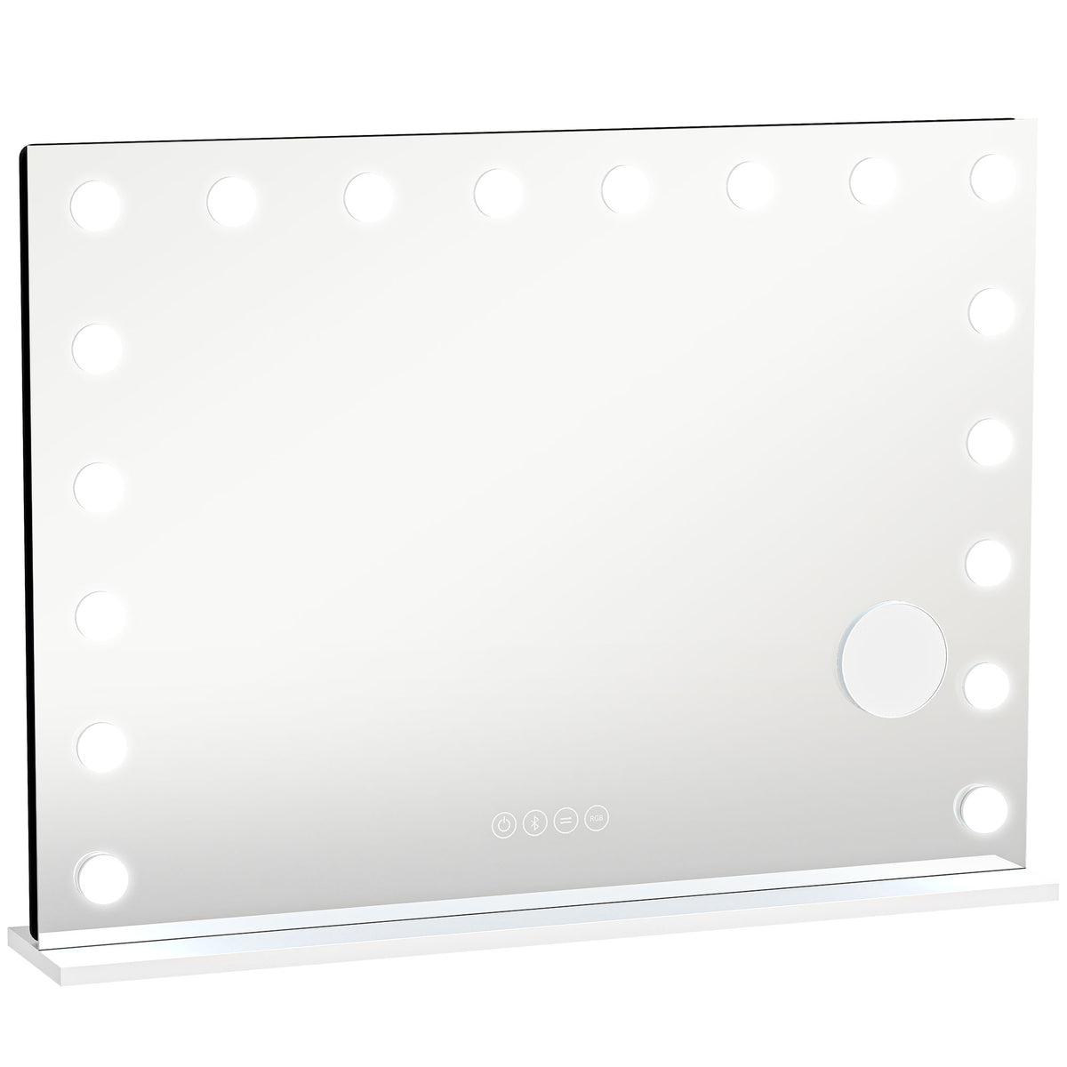 Miroir maquillage Hollywood 18 ampoules LED, 3 couleurs d'éclairage, lumière RGB, haut-parleur Bluetooth, blanc