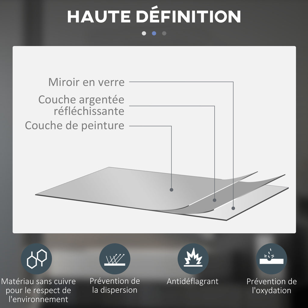 Miroir rond lumineux LED de salle de bain Ø 80 cm mural avec éclairage interrupteur tactile système antibuée