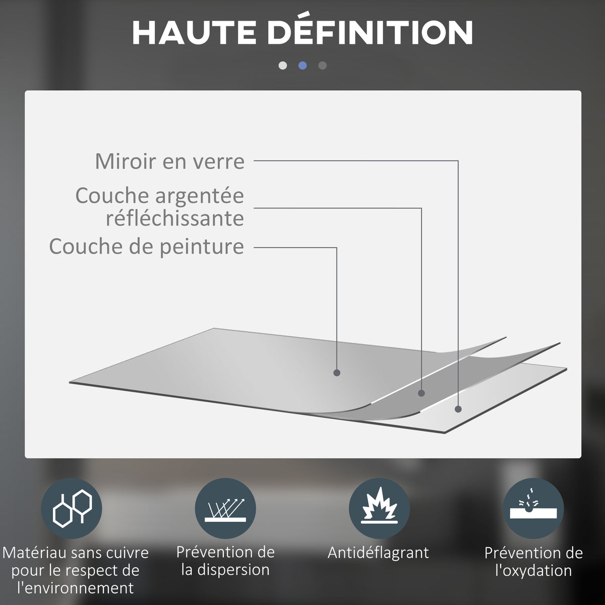 Miroir rond lumineux LED de salle de bain Ø 80 cm mural avec éclairage interrupteur tactile système antibuée