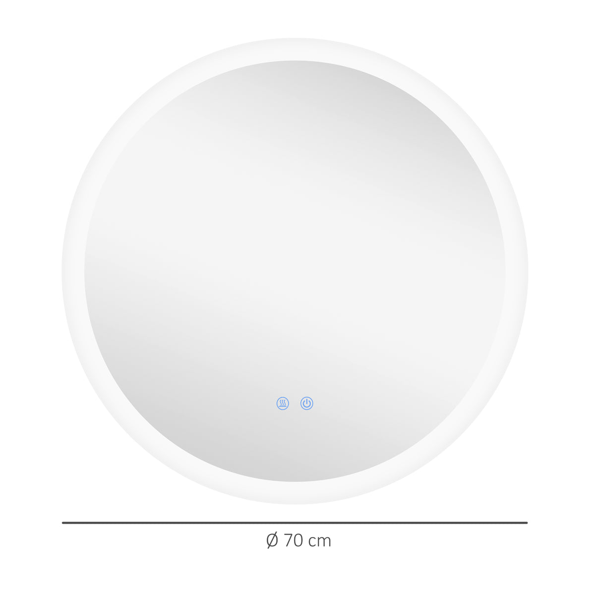 Miroir rond lumineux LED de salle de bain Ø 70 cm mural éclairage interrupteur tactile système antibuée 35W blanc argent