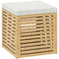 Coffre de rangement tabouret de rangement 54.76 L design lamellé cadre en bambou naturel 40 x 40 x 47 cm bois naturel