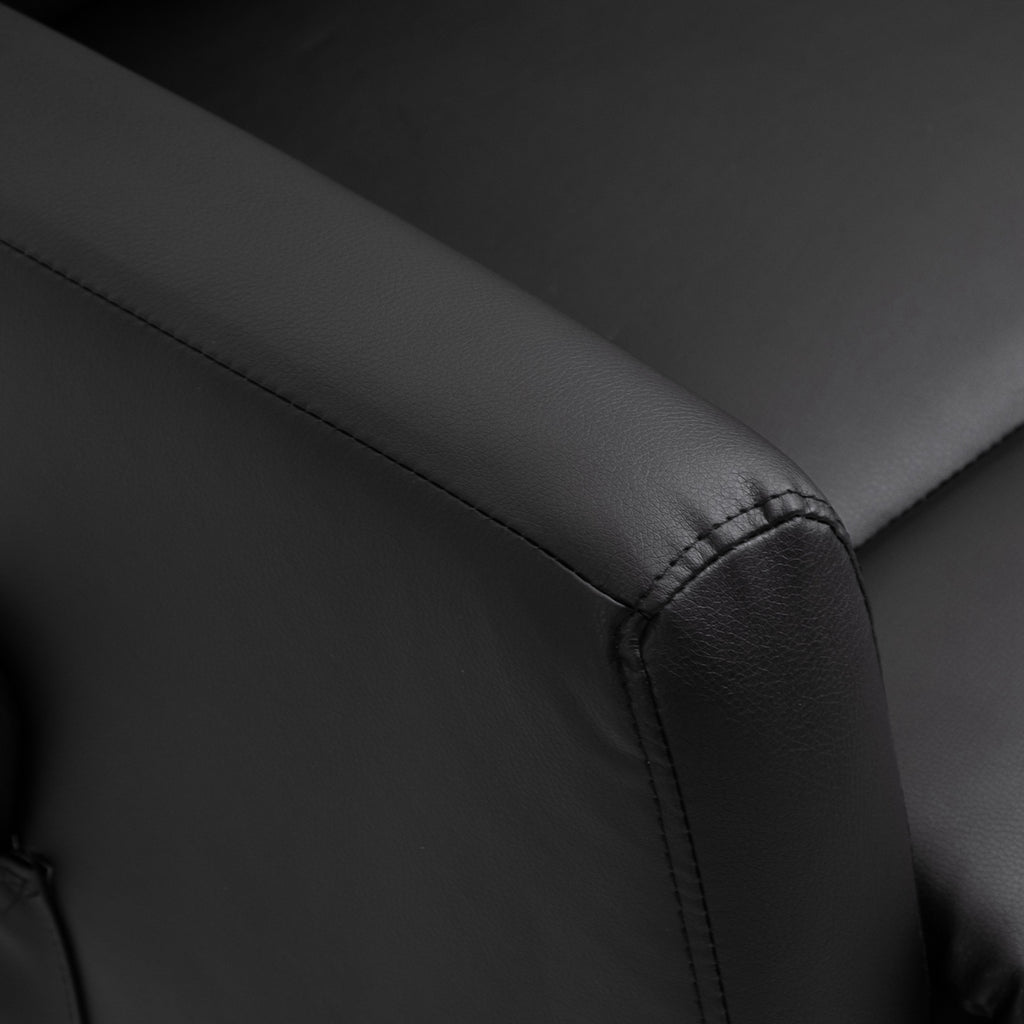 Fauteuil releveur électrique inclinable avec repose-pied ajustable et télécommande revêtement synthétique noir