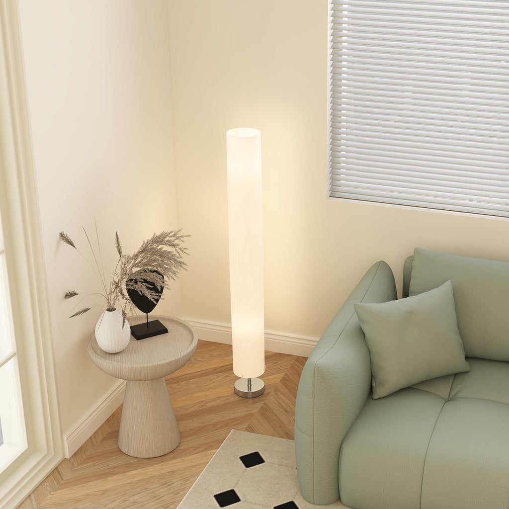 Lampe lampadaire colonne sur pied moderne lumière tamisée 40 W 14L x 14l x 120H cm inox blanc