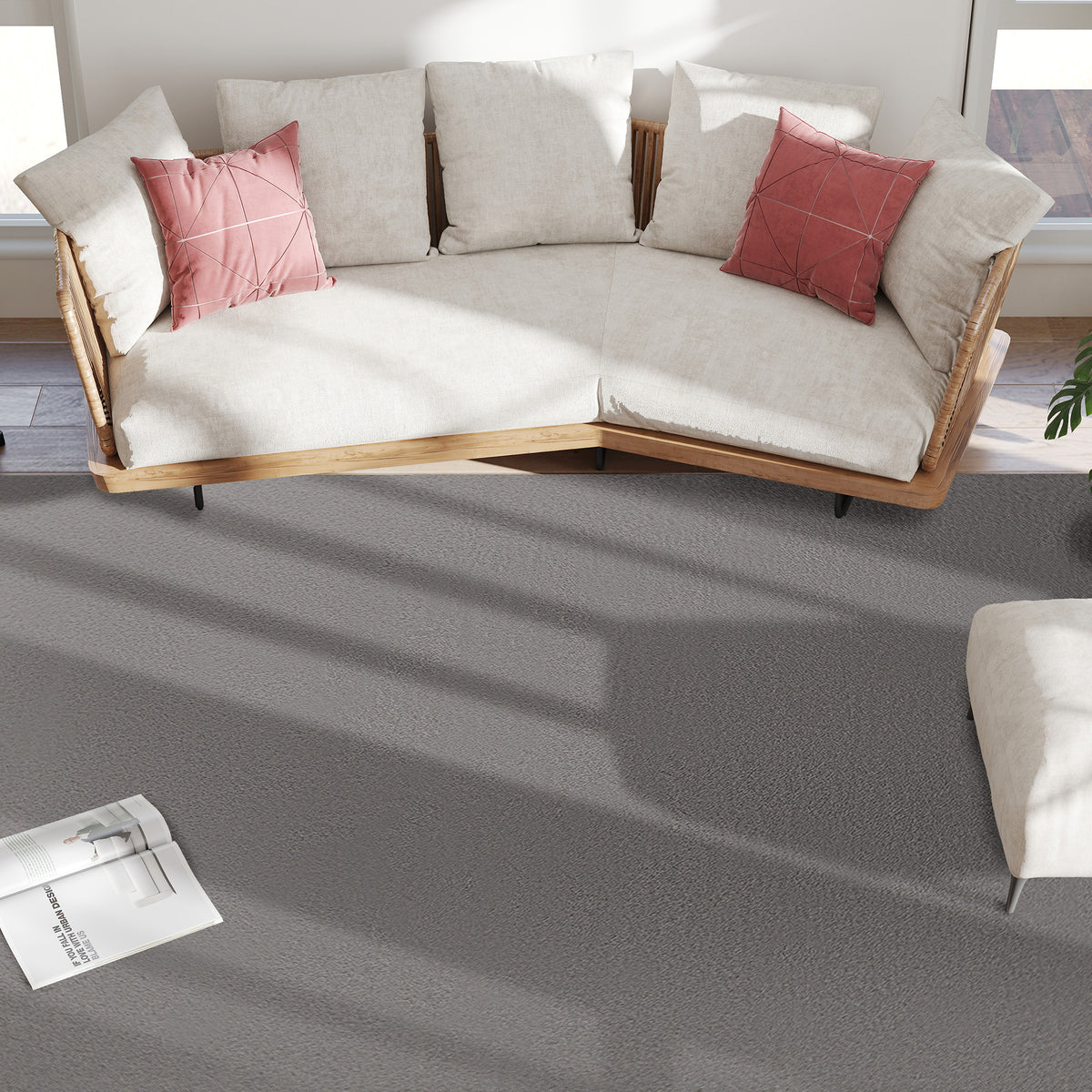 Tapis salon 200 x 140 cm tapis à poils longs, lavable en machine, antidérapant, en fausse fourrure, gris clair