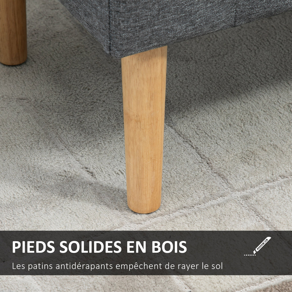 Banc coffre rangement capitonné banquette avec accoudoirs, banc de rangement pour la chambre à coucher, entrée, salon, charge 130 Kg dim. 116 x 44 x 58 cm gris foncé